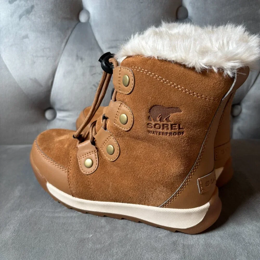 SOREL Youth Whitney Joan‎ Lace Brown Suede Waterproof Boots Size 1 NEW